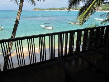 Blick vom Balkon im Hotel in Unawatuna